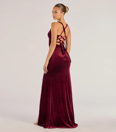 Christina Lace-Up Back Velvet Dress