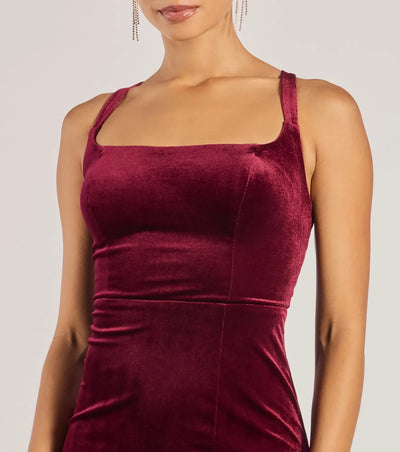 Christina Lace-Up Back Velvet Dress