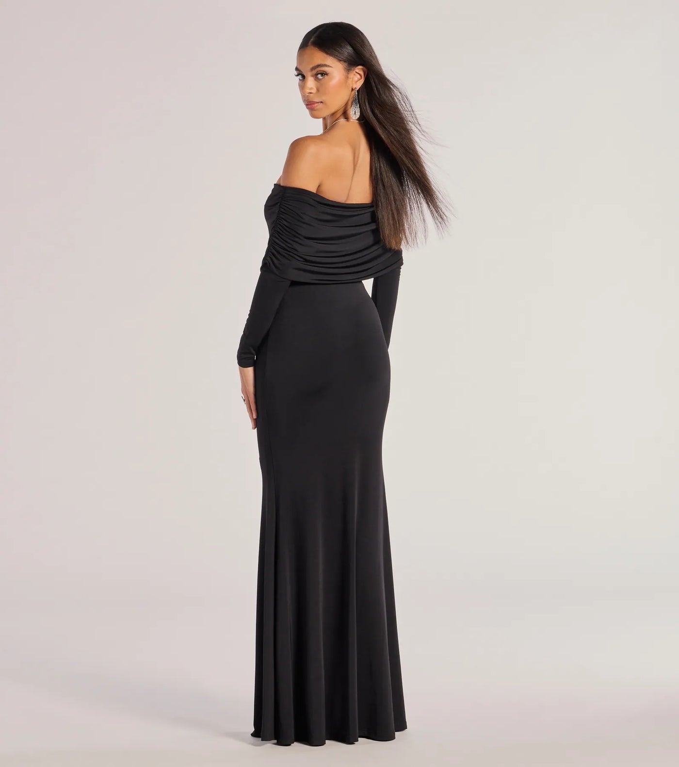 Carmen Off-The-Shoulder Long Sleeve Mermaid Dress