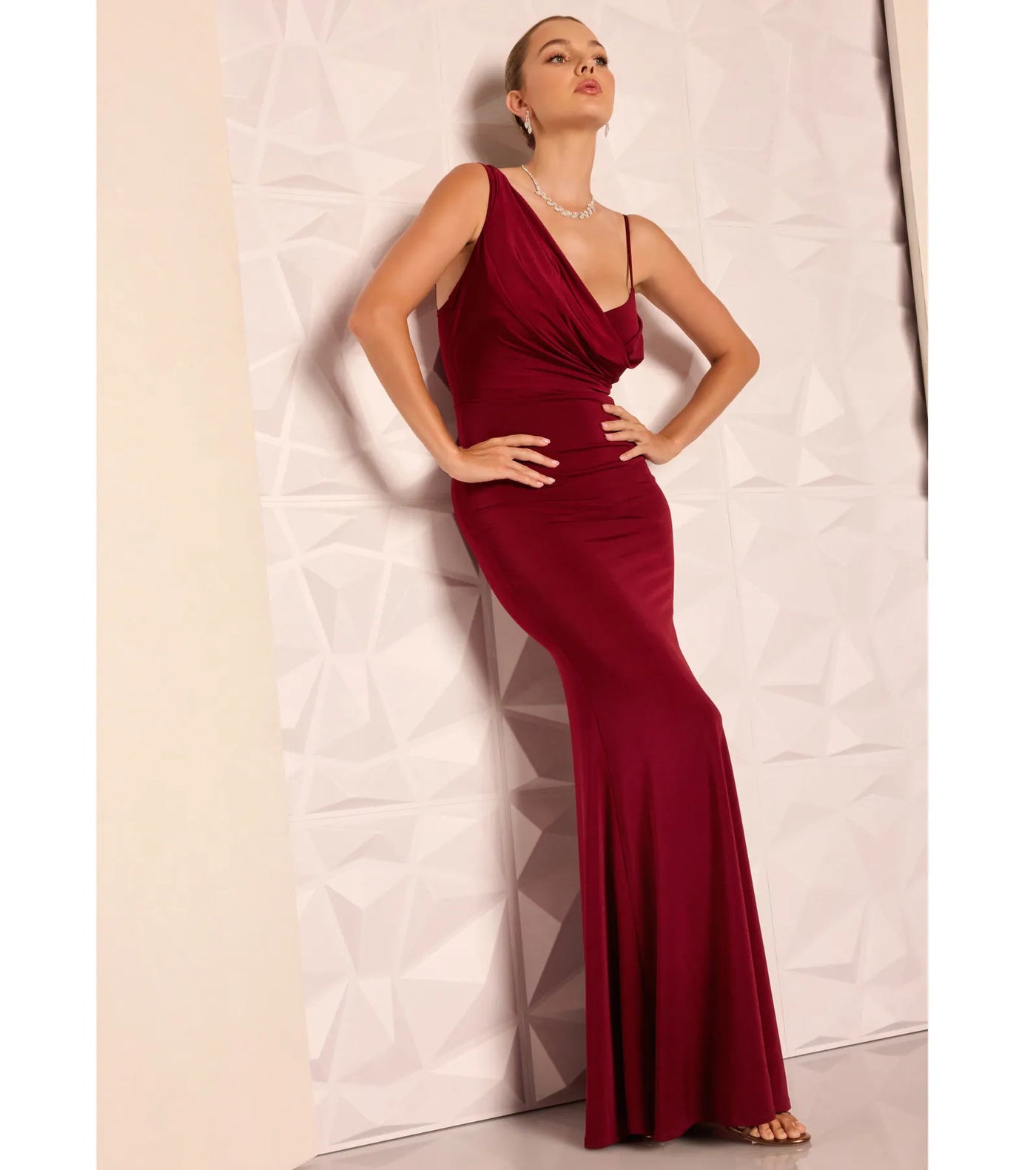 Margot One-Shoulder Cowl Neck Mermaid Dress