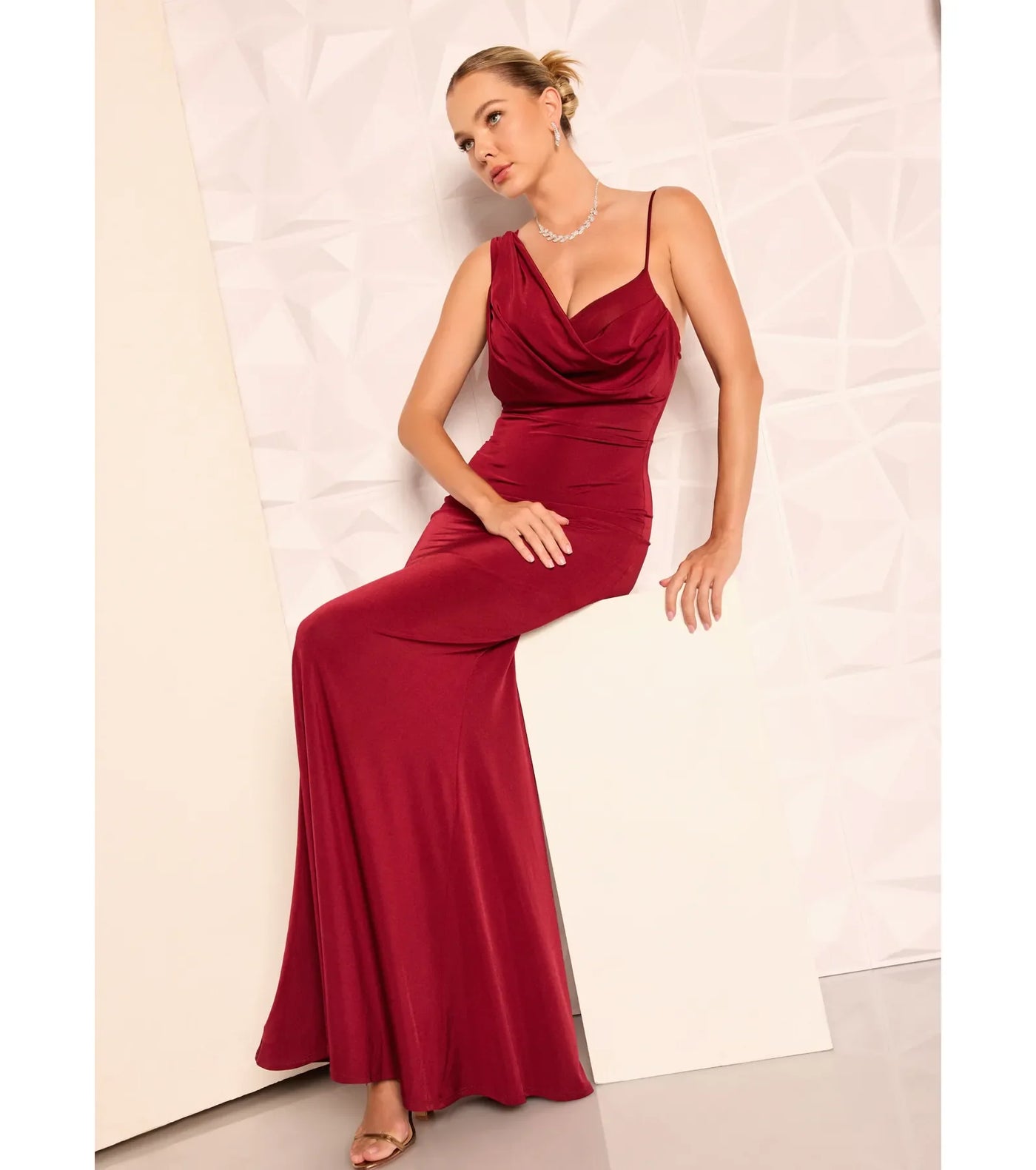 Margot One-Shoulder Cowl Neck Mermaid Dress