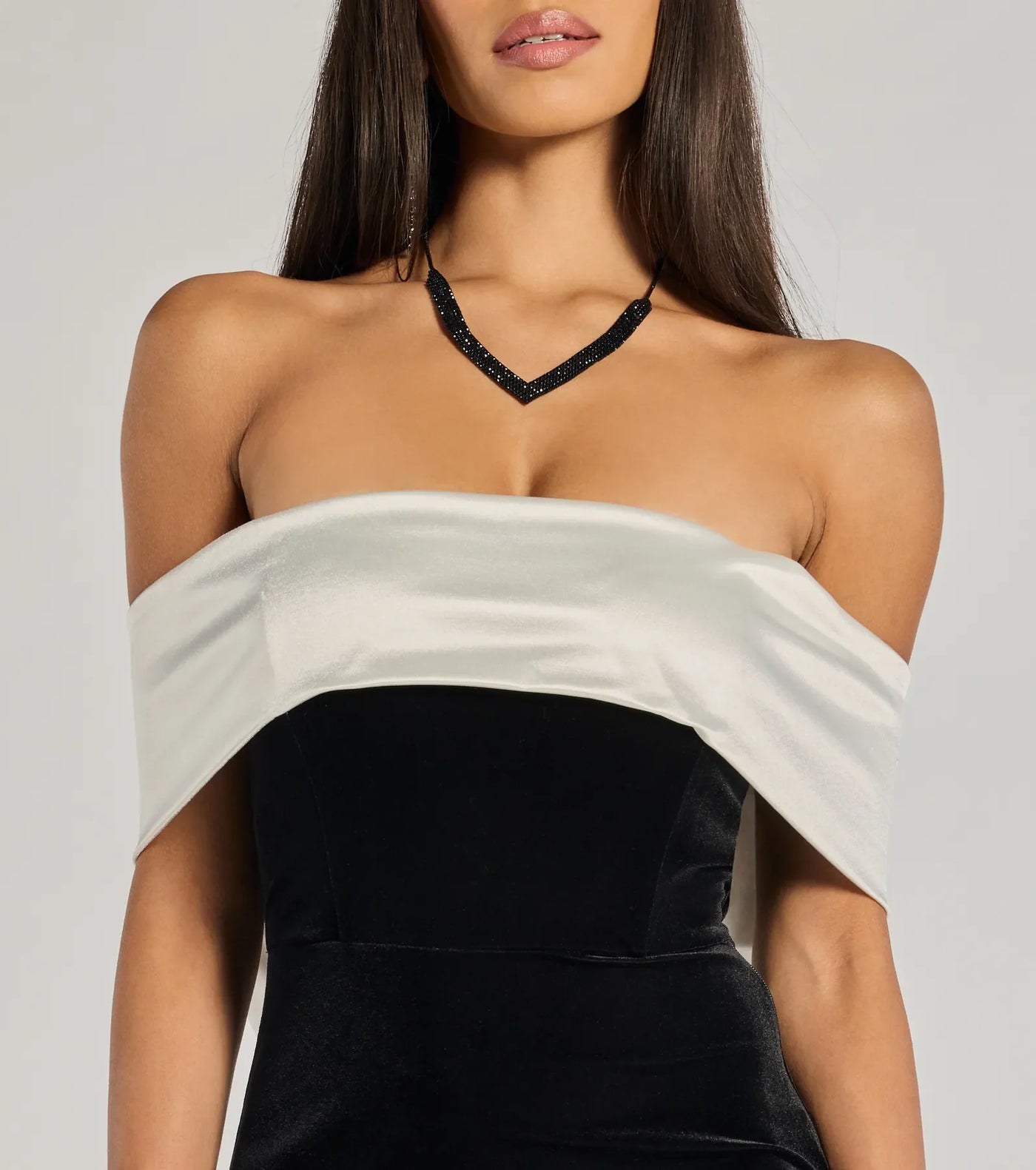 Verona Off-The-Shoulder Bow Back Velvet Formal Dress