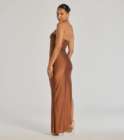 Anisley Strapless High Slit Slim Formal Dress