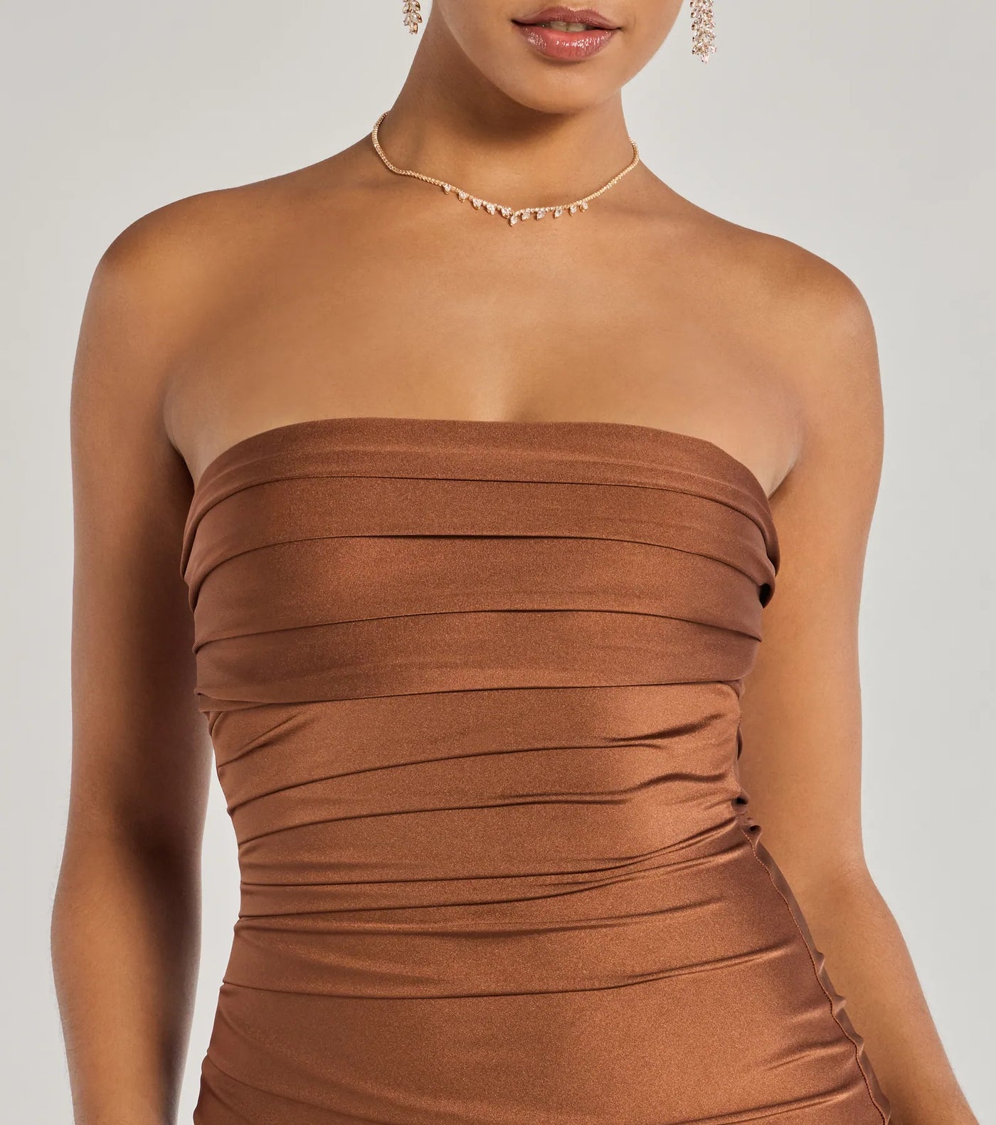 Anisley Strapless High Slit Slim Formal Dress