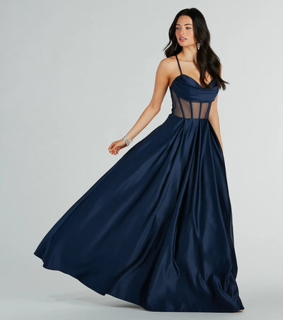 Georgina Satin Corset Lace-Up A-Line Ball Gown