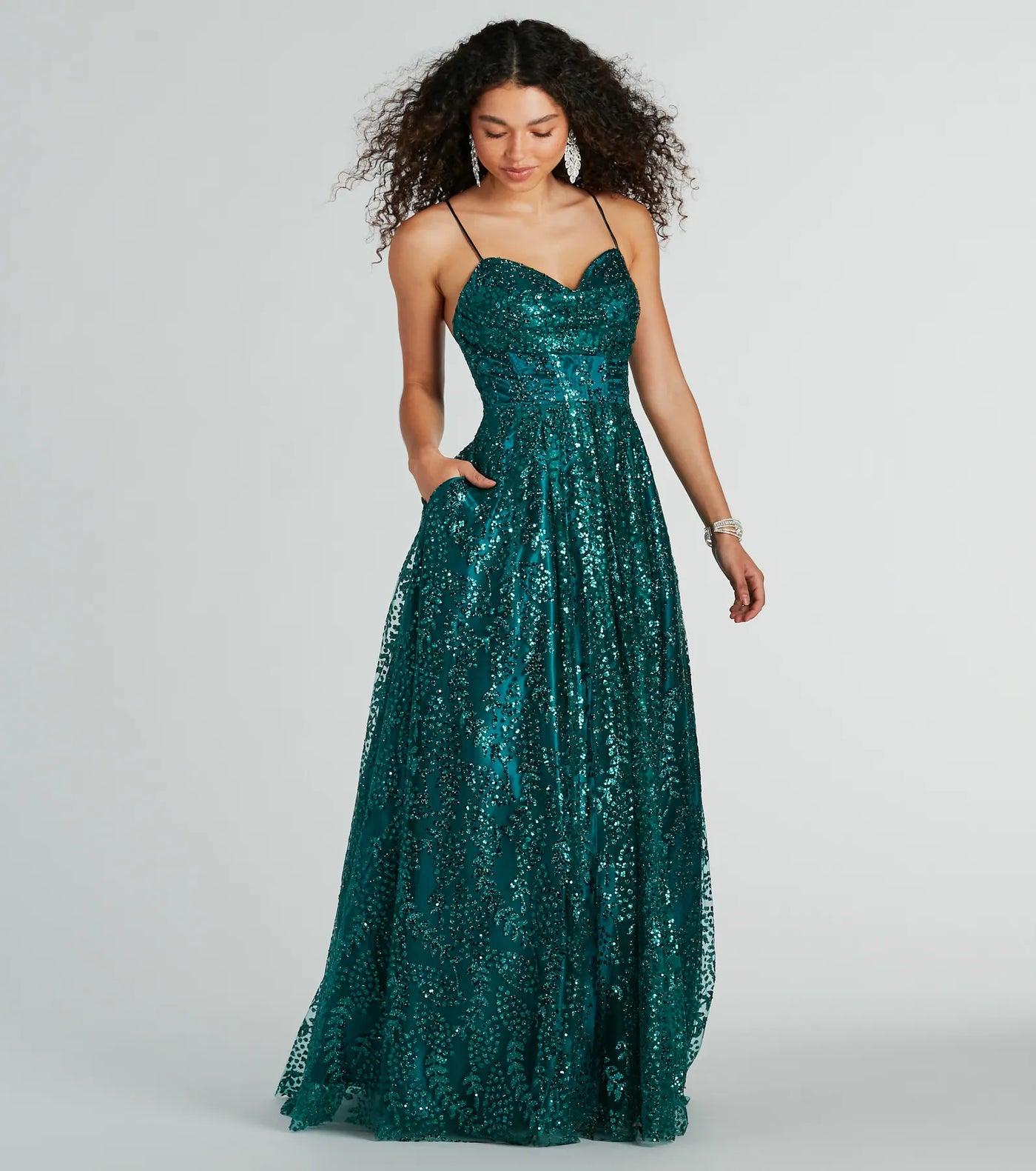 Giavanna Glitter Corset Lace-Up Ball Gown