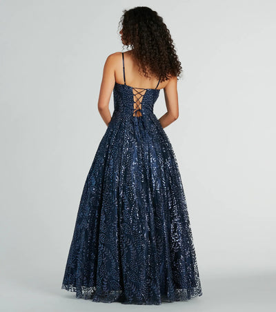 Ember Glitter Corset Lace-Up Ball Gown