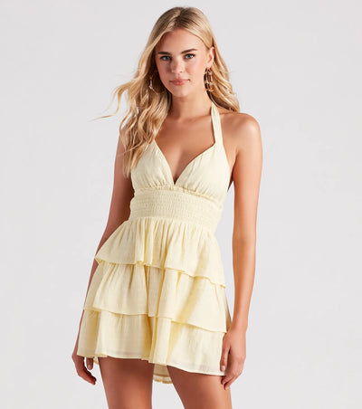 Sunset Happy Hour Ruffled Skater Dress