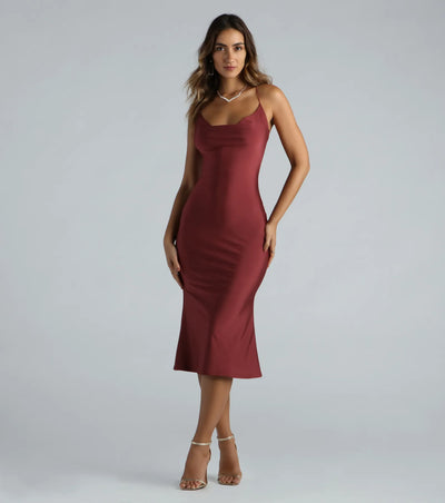 Flatter Me Satin-Knit Midi Dress