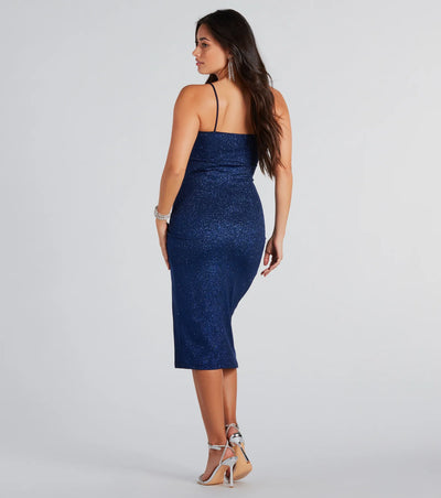 Dazzling Aurora Glitter Sleeveless Midi Dress