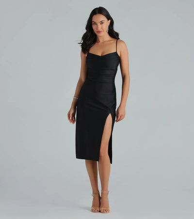 Sleek And Smooth High Slit Midi Dress