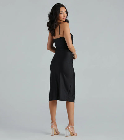 Sleek And Smooth High Slit Midi Dress