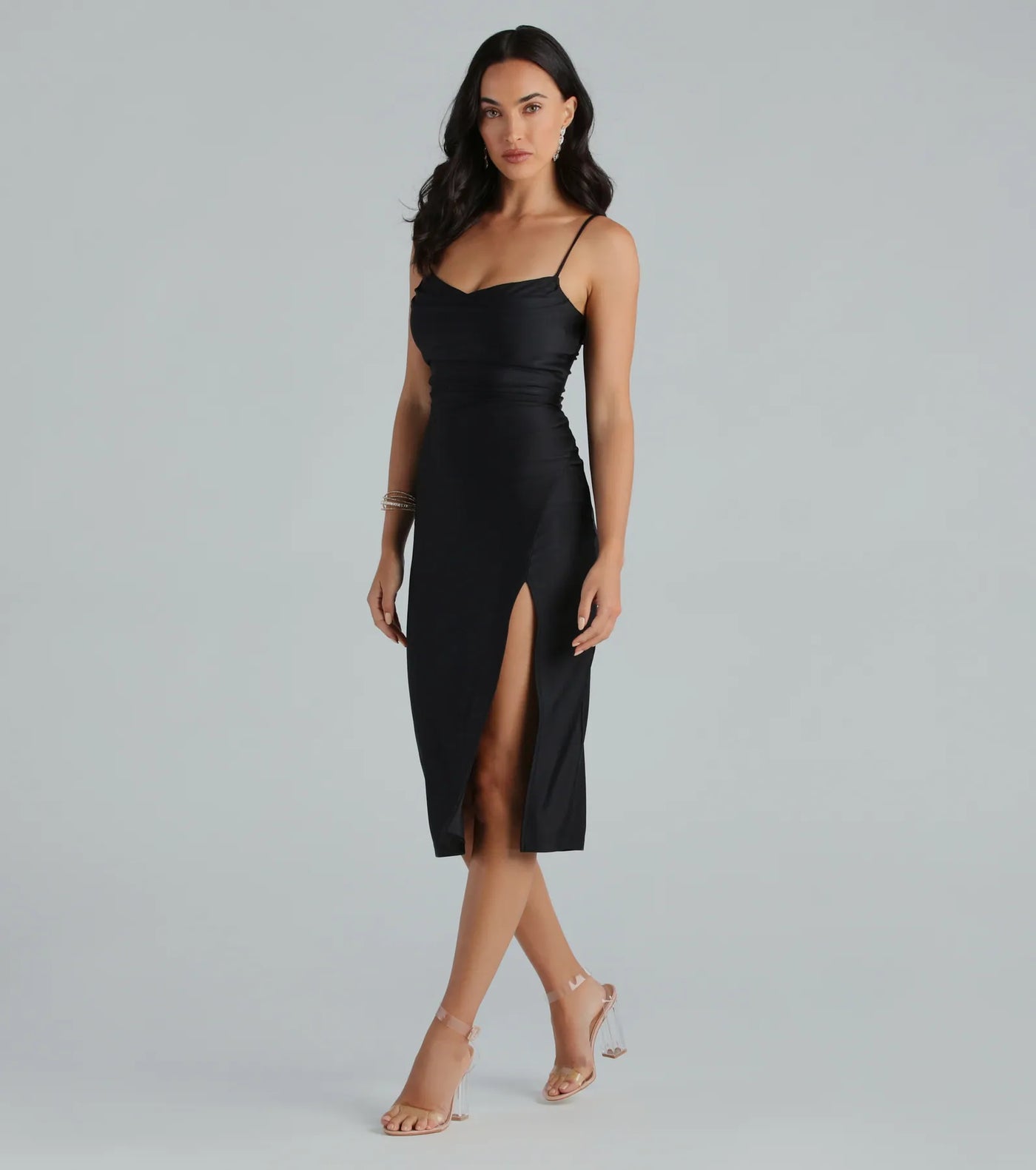 Sleek And Smooth High Slit Midi Dress