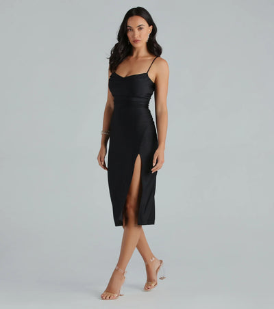 Sleek And Smooth High Slit Midi Dress