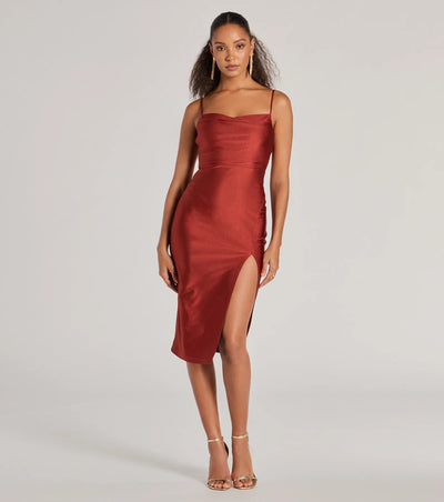 Sleek And Smooth High Slit Midi Dress