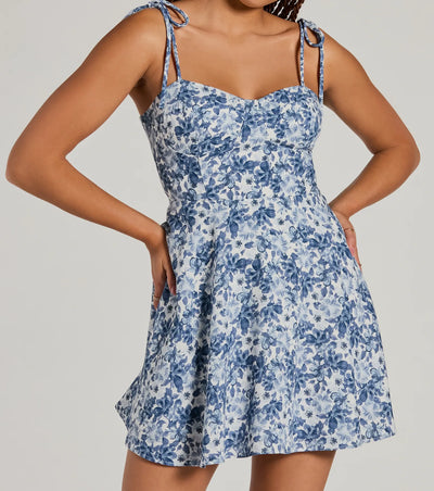 Graceful Presence Sweetheart Floral Skater Dress