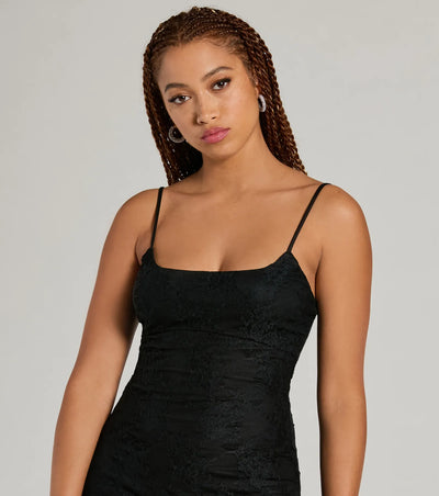 In The Mood Scoop Neck Lace A-Line Mini Dress