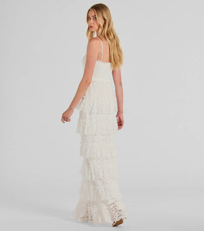 Follow Your Heart Sleeveless Ruffled Lace Maxi Dress