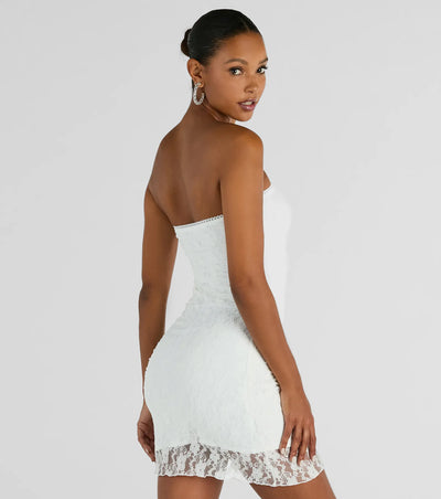 Swoon Over You Strapless Lace Mini Dress