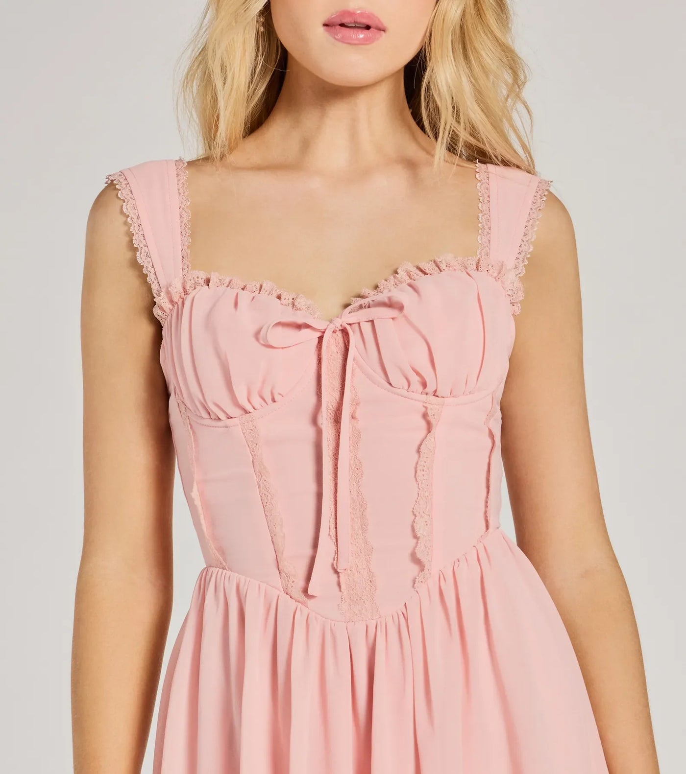 Such A Flirt Sweetheart Lace Trim Skater Dress