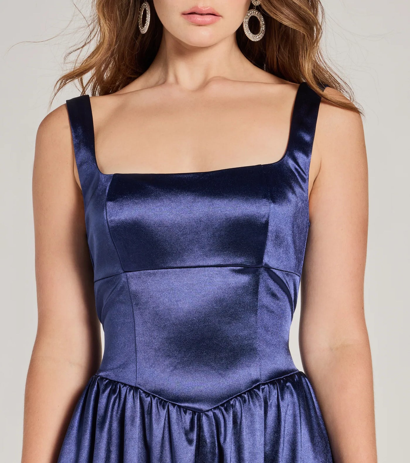 Captivating Charm Sleeveless Tie Back Satin Skater Dress