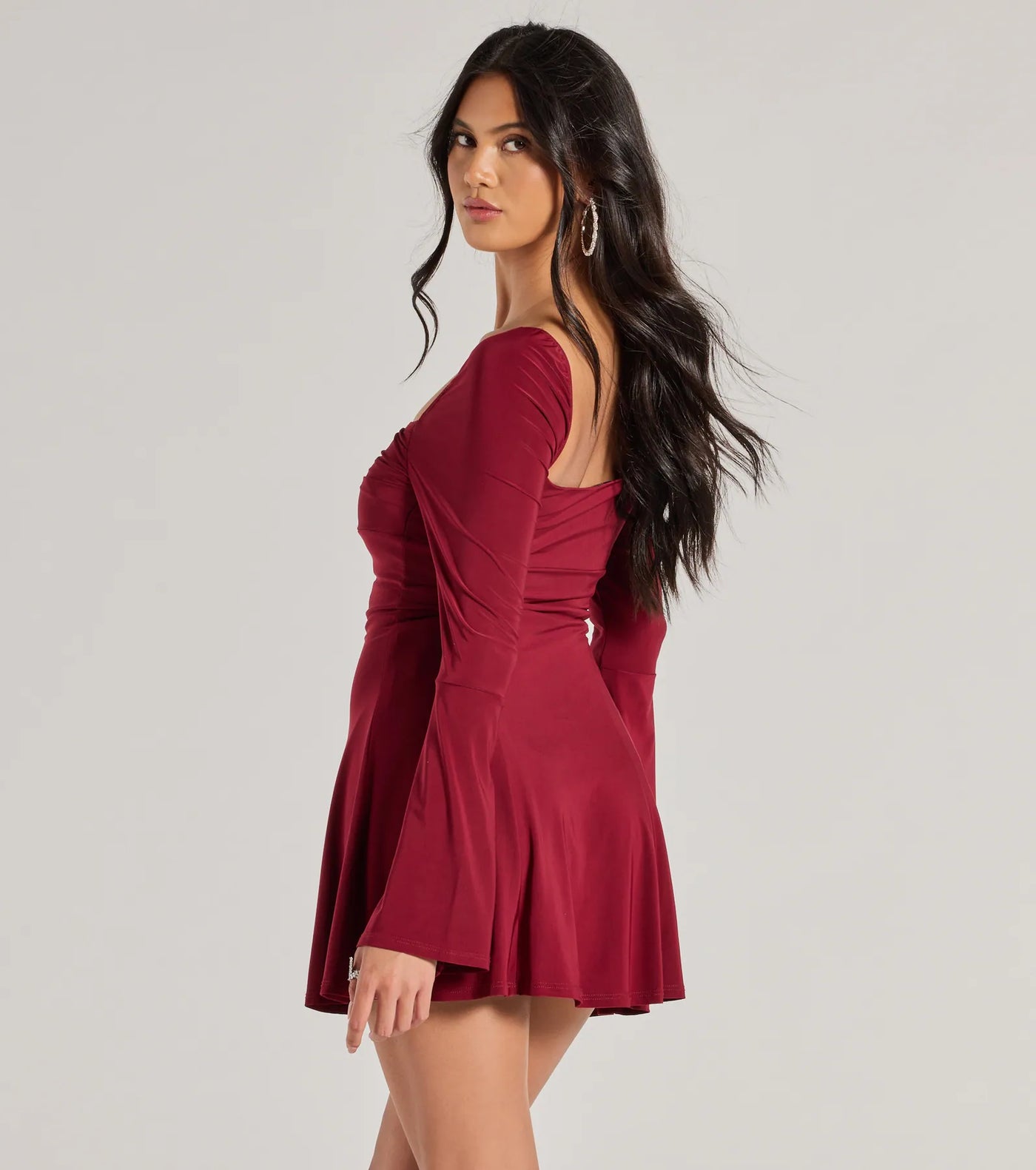 Pretty Style Bell Sleeve A-Line Mini Dress