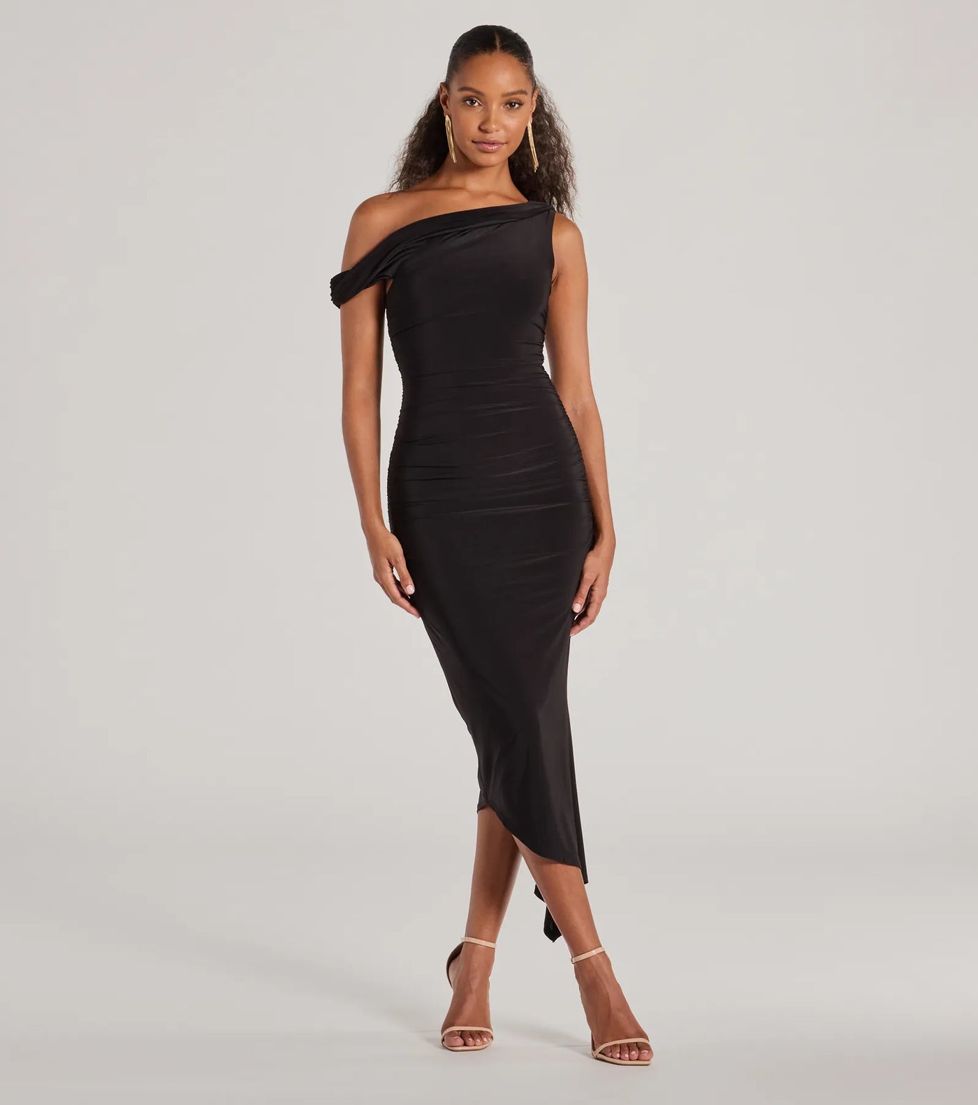 Can't Deny It One-Shoulder Bodycon Midi Dress