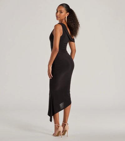 Can't Deny It One-Shoulder Bodycon Midi Dress