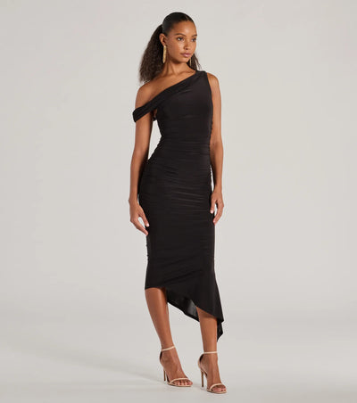 Can't Deny It One-Shoulder Bodycon Midi Dress