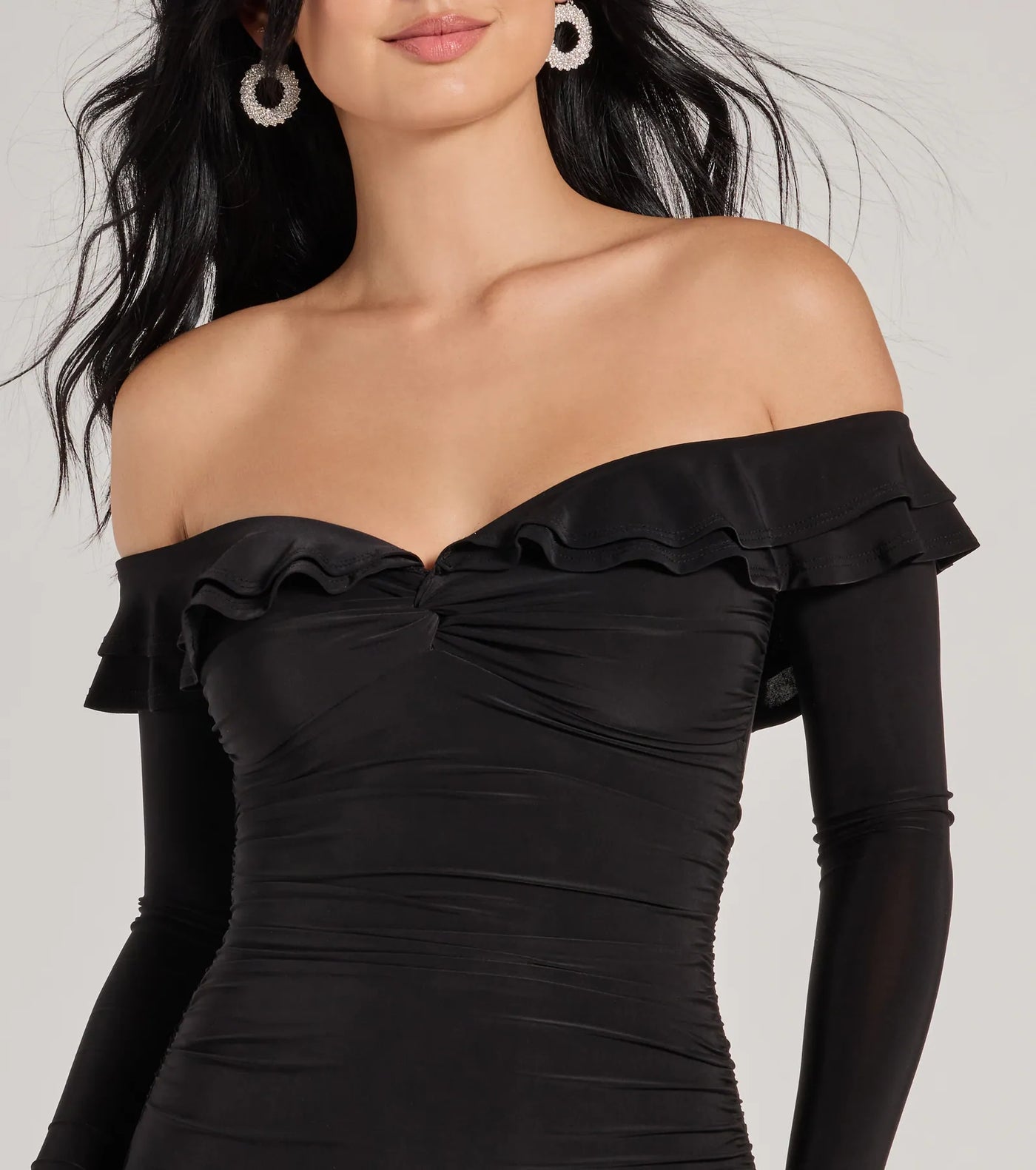 Charming Muse Off-The-Shoulder Ruffled Mini Dress