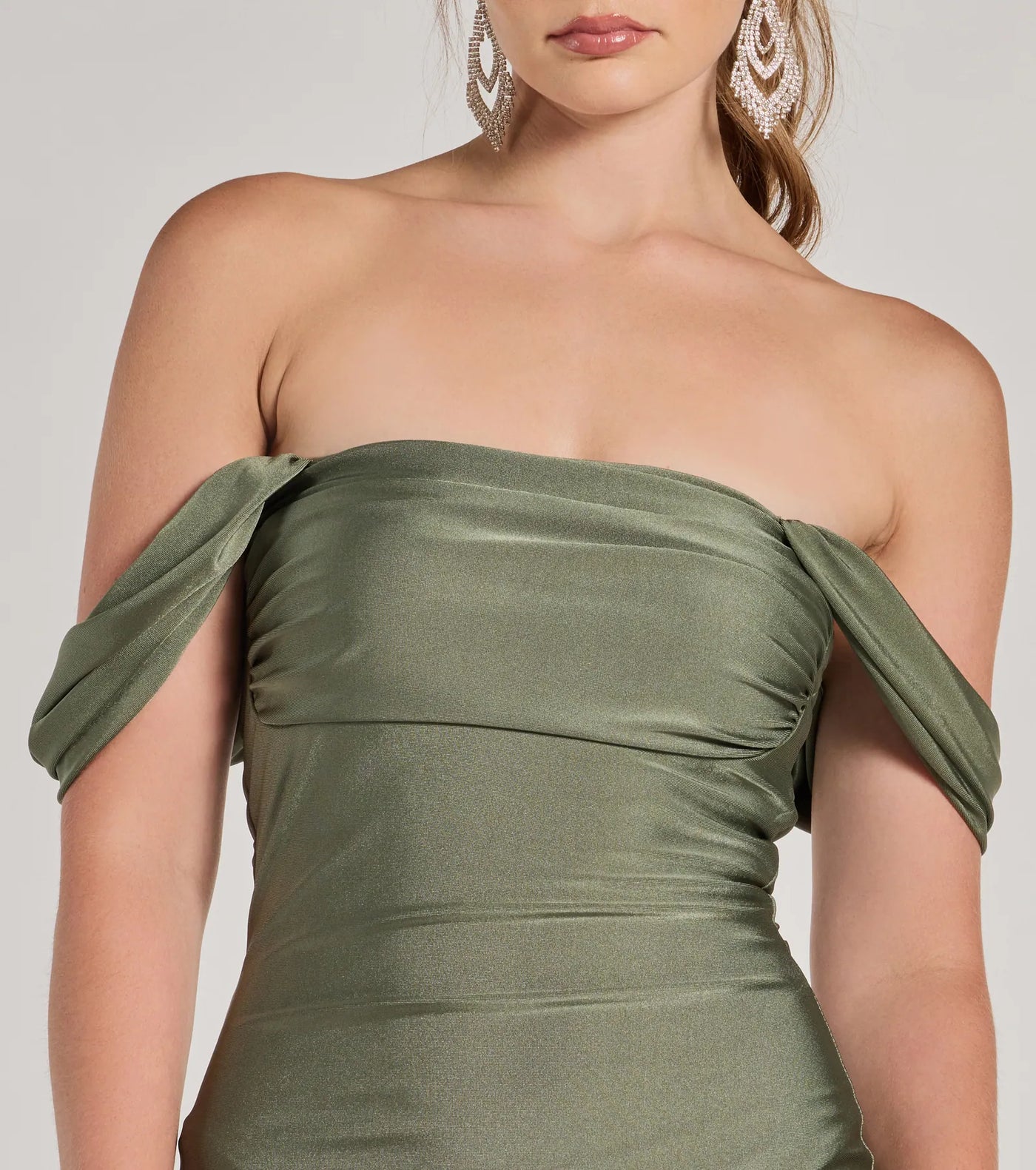 Exceptional Off-The-Shoulder Flared Midi Dress