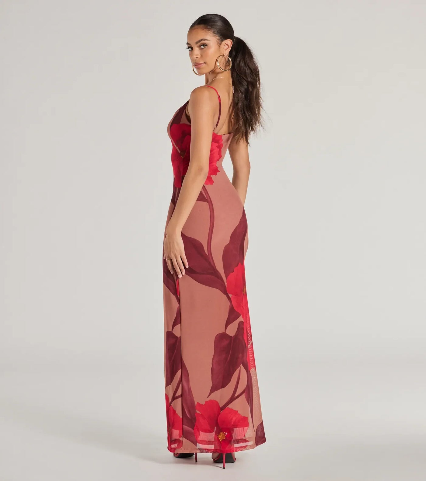 Gorgeous Aura Floral Mesh Maxi Dress