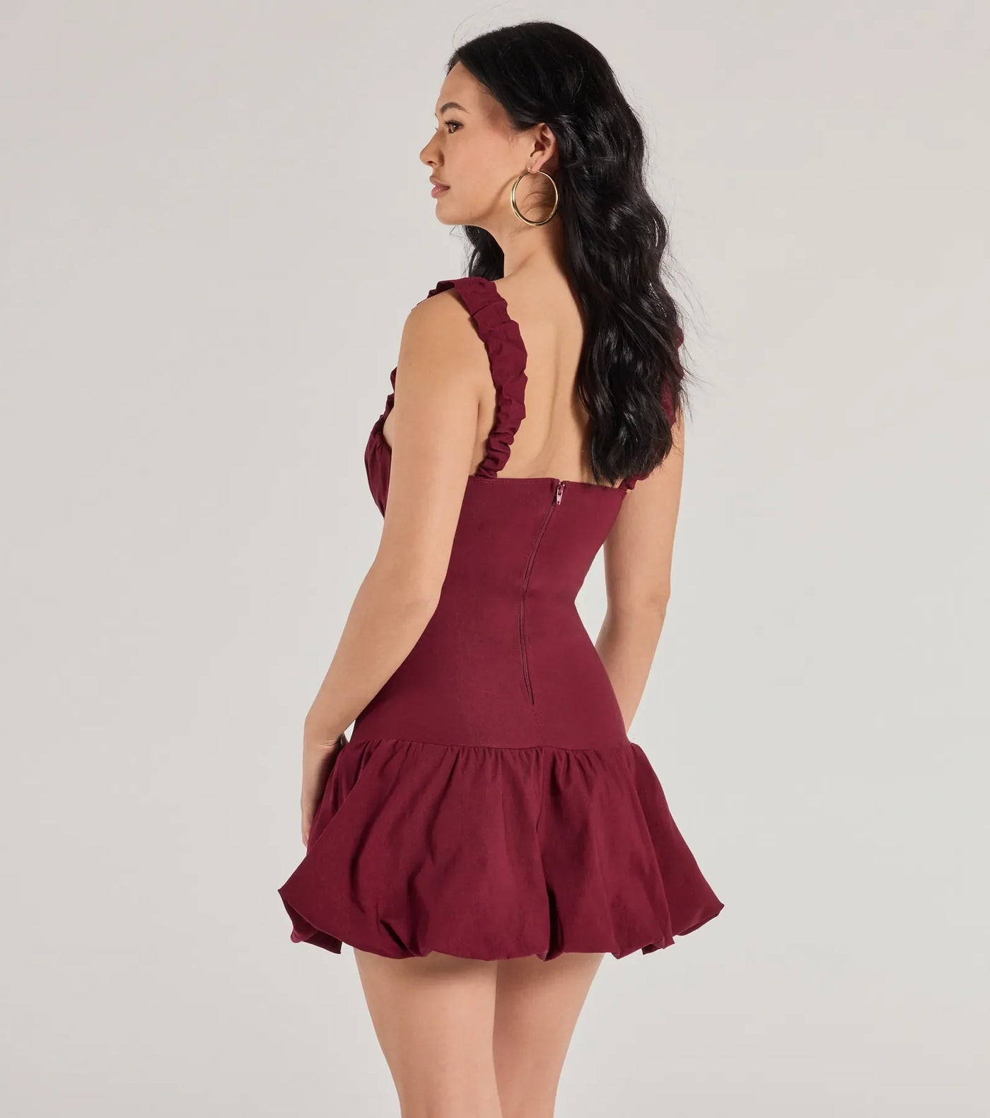 Adorable Aura Drop Waist Bubble Hem Skater Dress