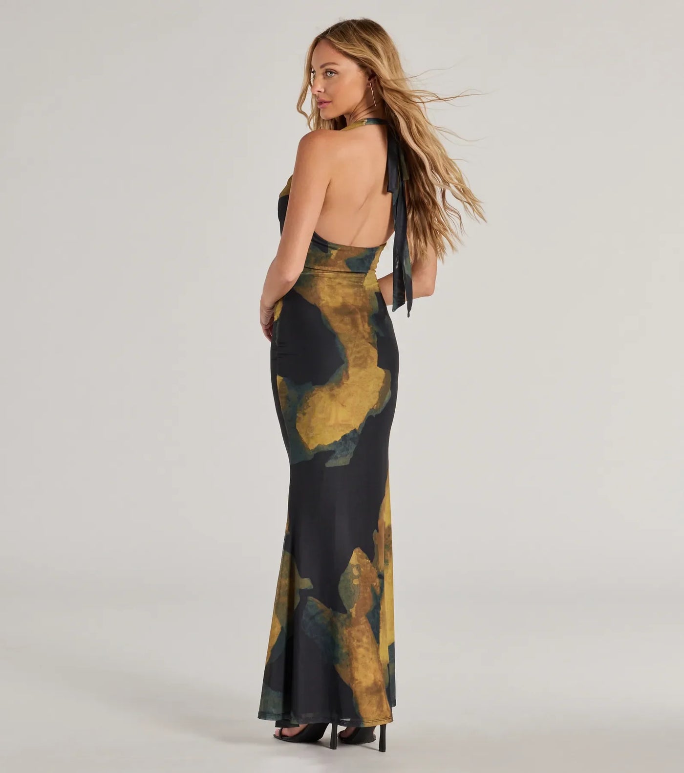 Work Of Art Abstract Marble Print Maxi Dress