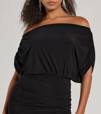 Stop And Stun Off-The-Shoulder Midi Dress