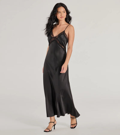 Ethereal Beauty Satin and Lace Long Slip Dress