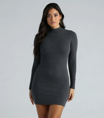 High Appeal Mock Neck Bodycon Mini Dress