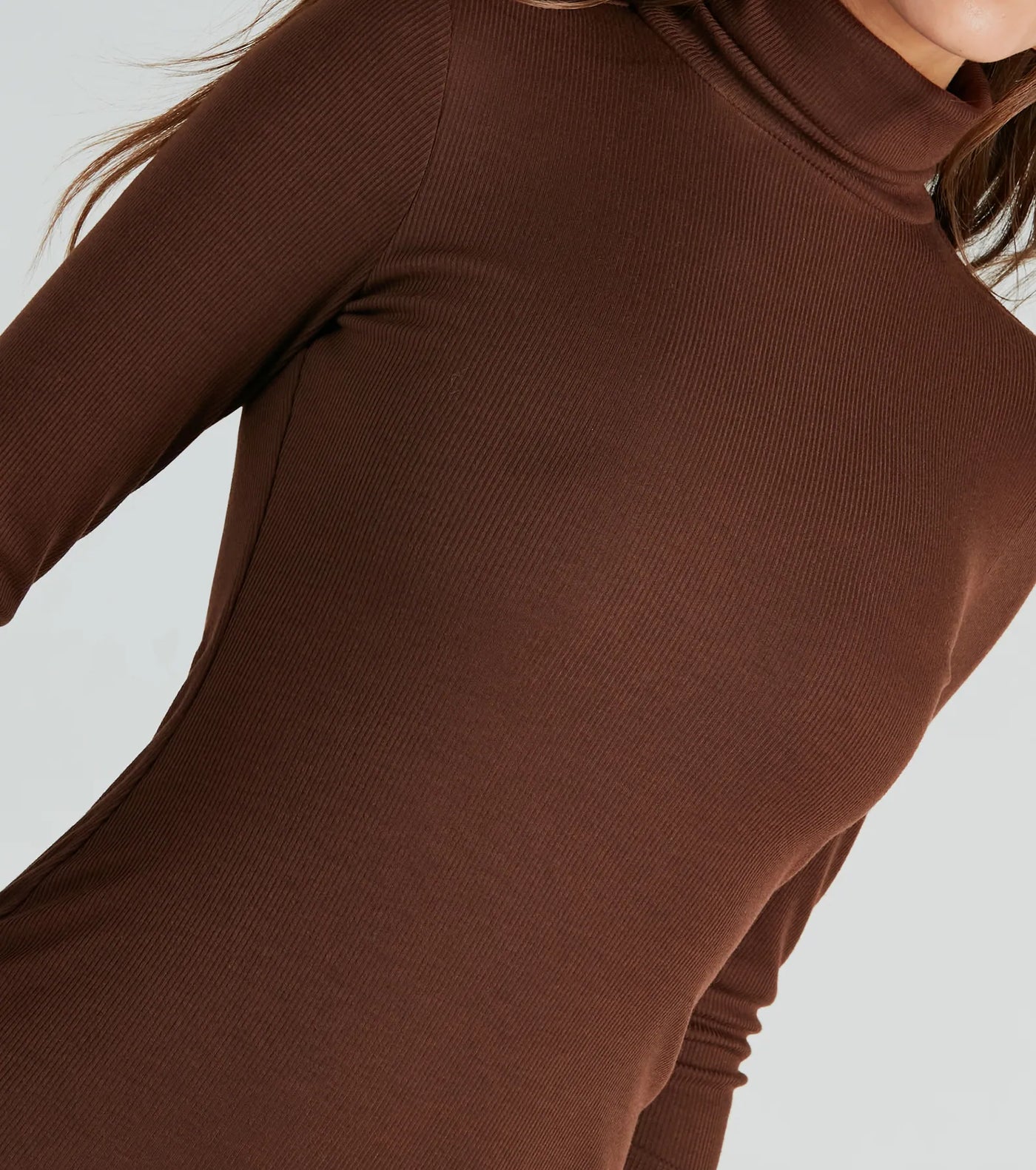 Trendy Element Turtleneck Long Sleeve Mini Dress