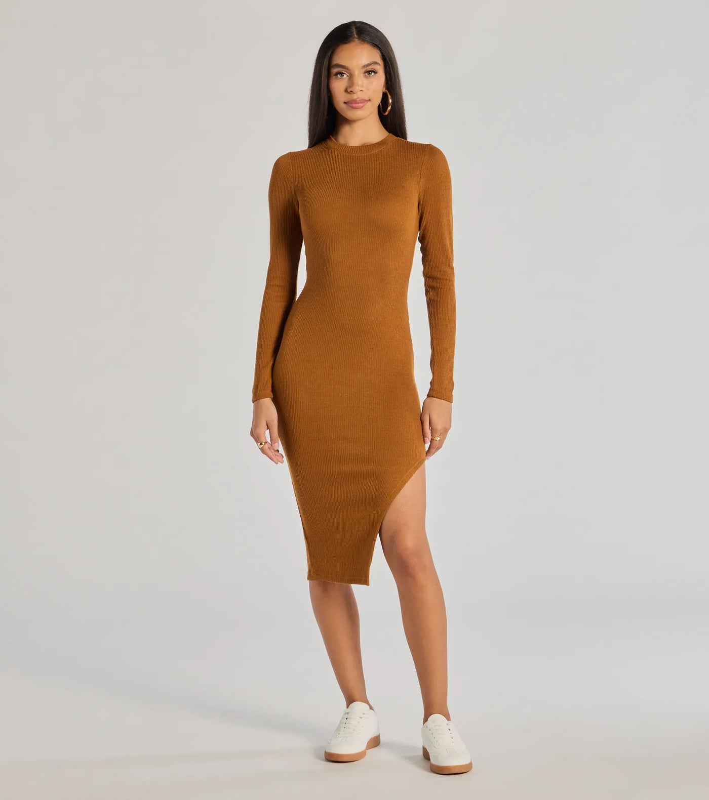 All Things Cozy High Slit Knit Midi Dress