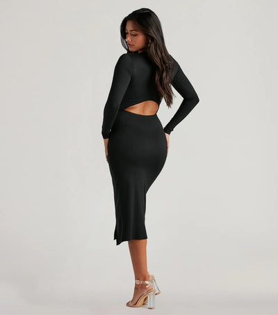 Standout Staple Crew Neck Cutout Midi Dress