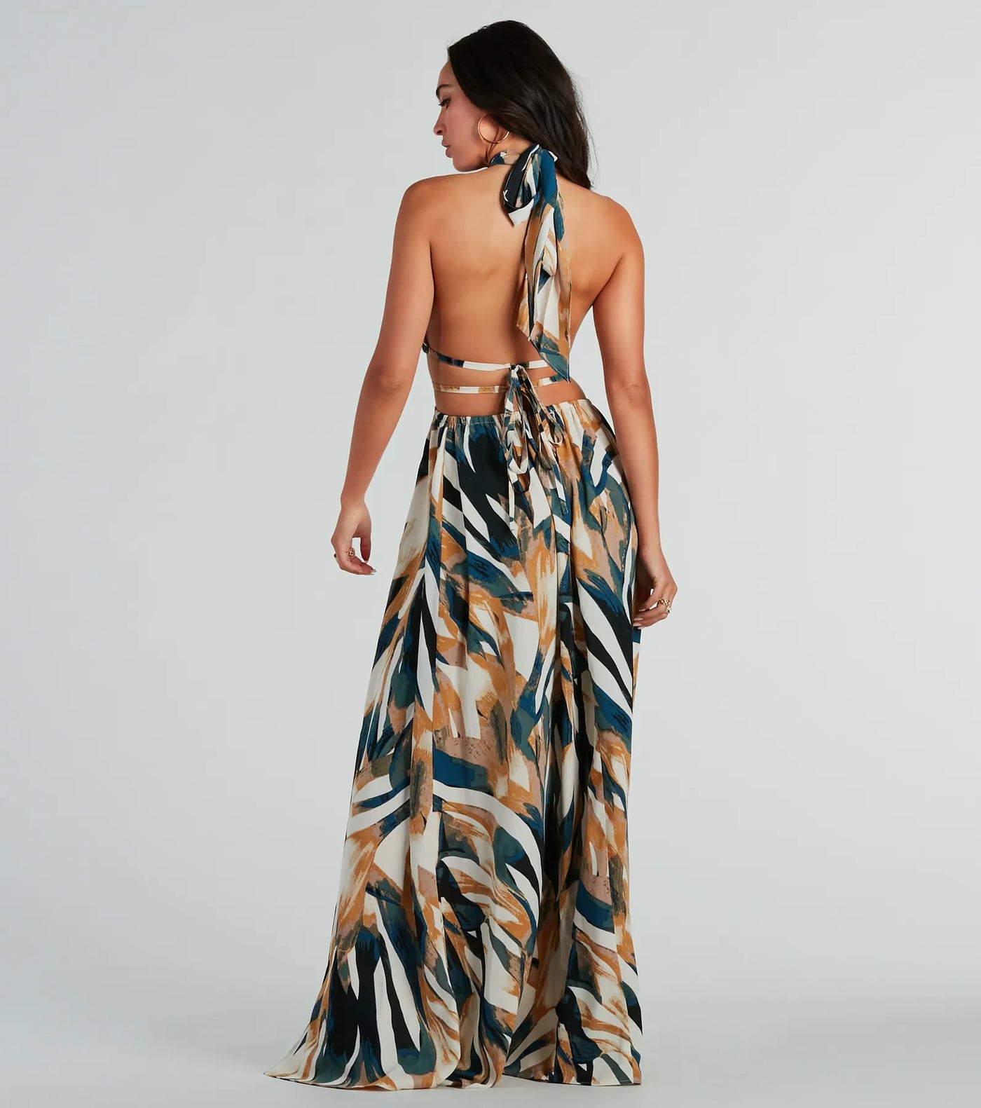 Dreamy Destination Cutout Tropical Print Maxi Dress