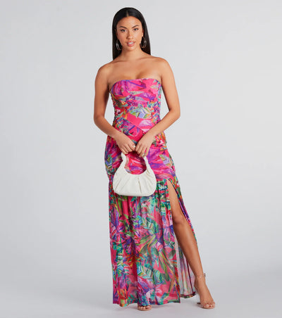 Stunning Destination Tropical Ruffle Maxi Dress