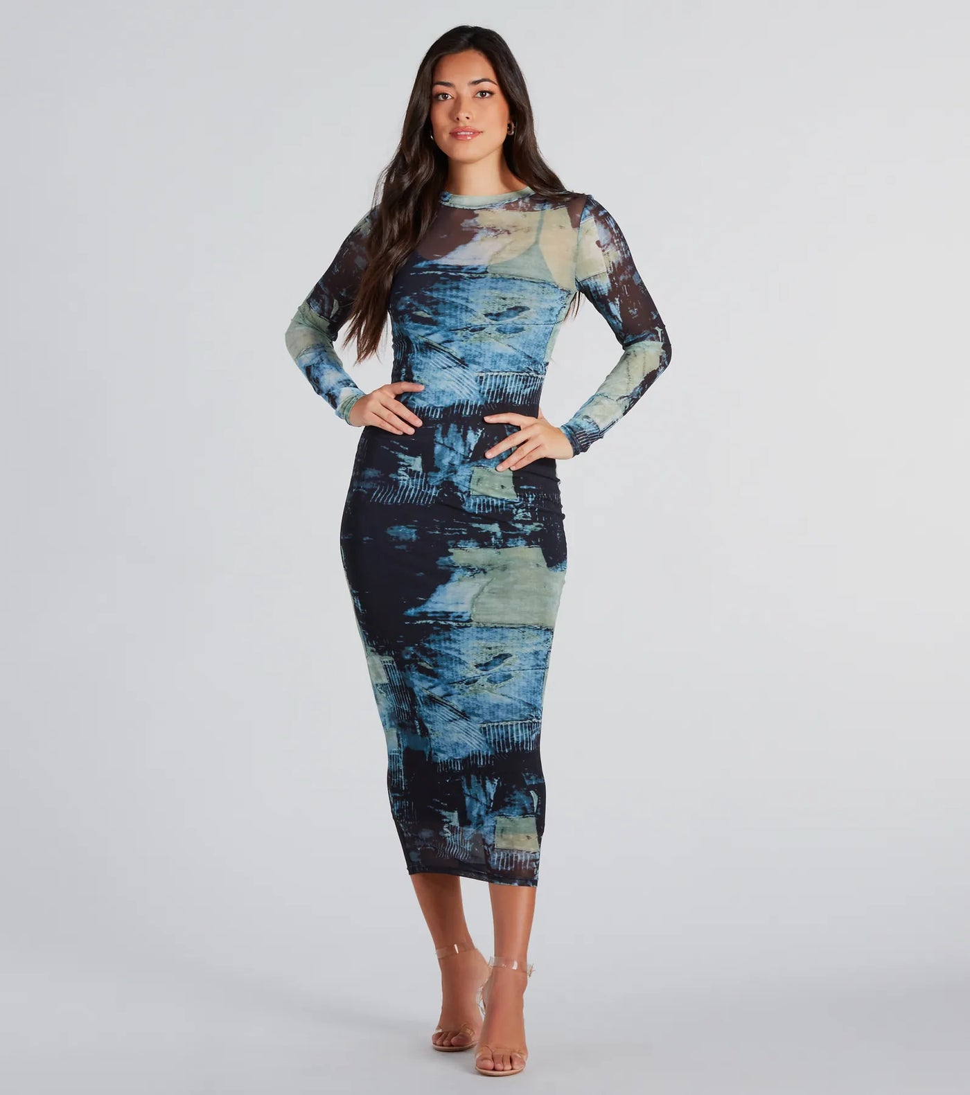 Downtown Chic Abstract Print Midi Dress