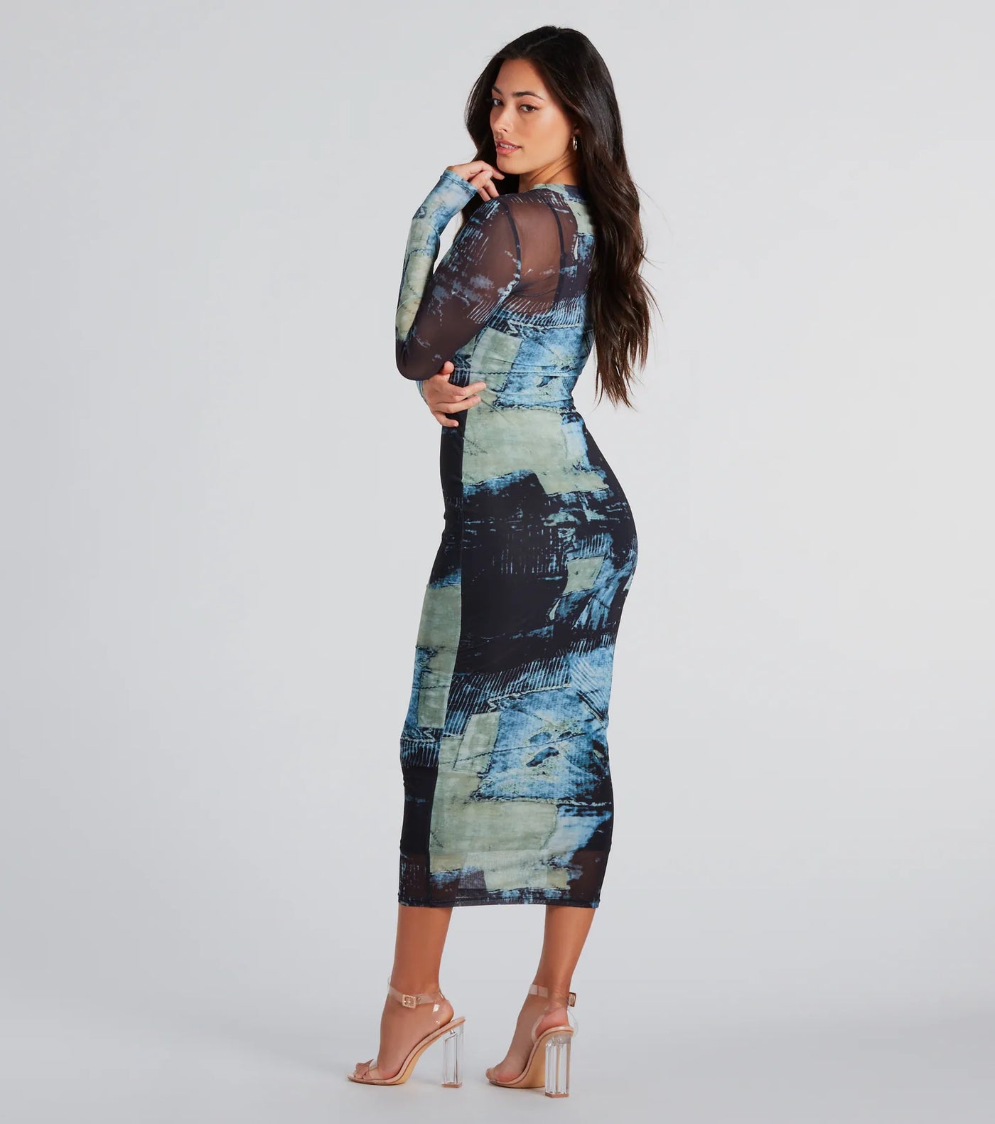 Downtown Chic Abstract Print Midi Dress