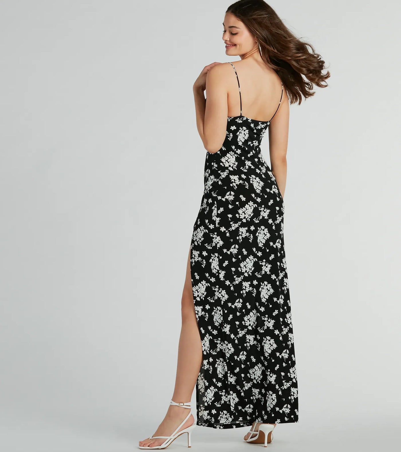 Sweet Mood High Slit Floral Knit Maxi Dress