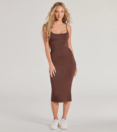 What You Want Strappy Cutout Slit Midi Dress