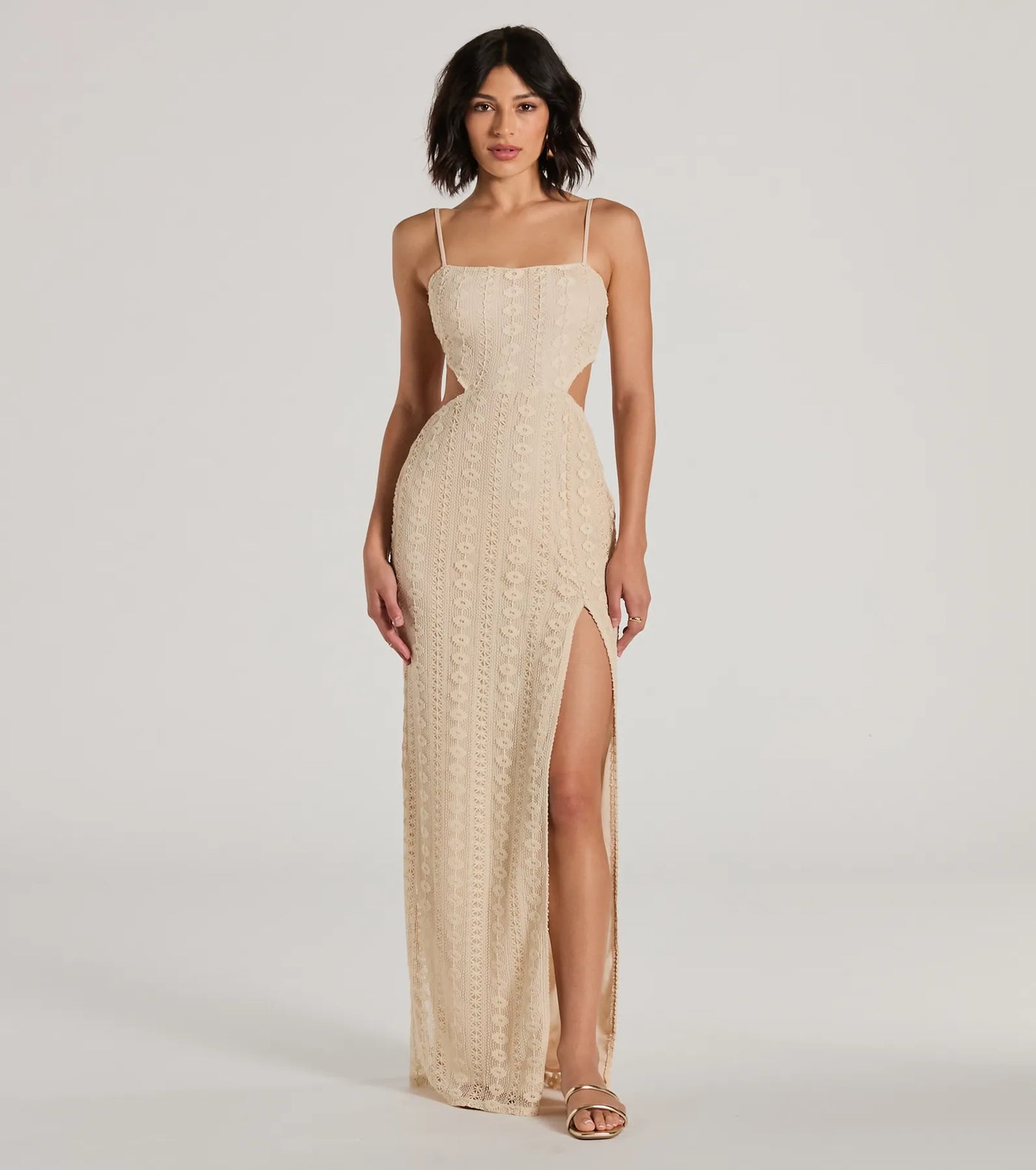 Sunny Thoughts Sleeveless Cutout Crochet Maxi Dress