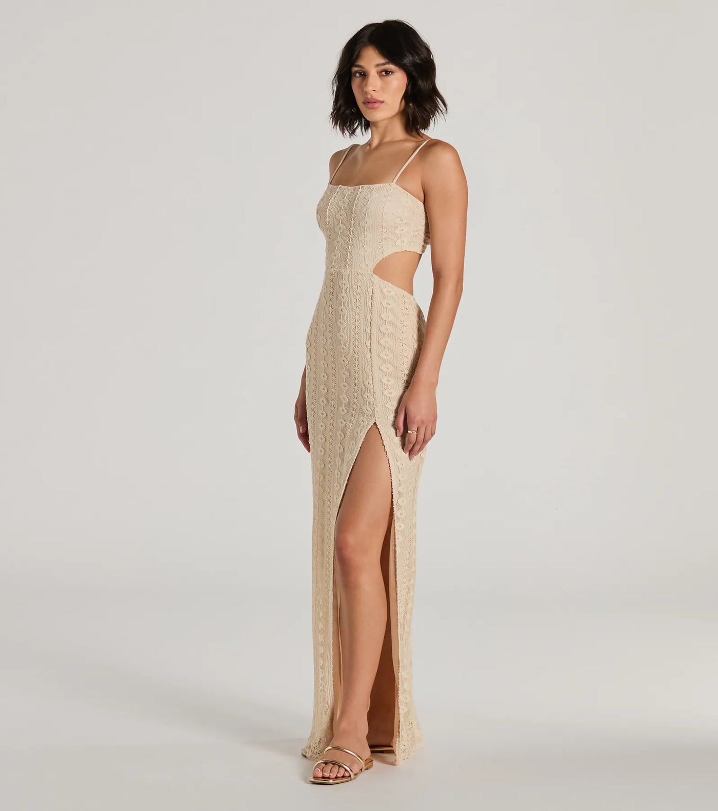 Sunny Thoughts Sleeveless Cutout Crochet Maxi Dress