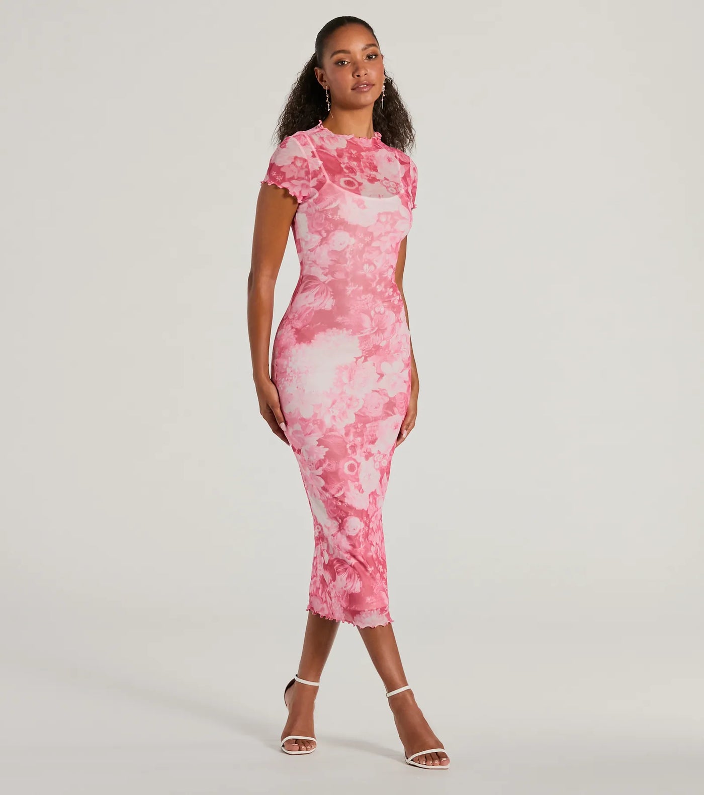 Unique Feels Abstract Print Mock Neck Maxi Dress