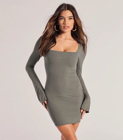 Casual Perfection Long Sleeve Knit Mini Dress